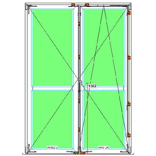 disegno tecnico Portafinestra 2 Ante in pvc